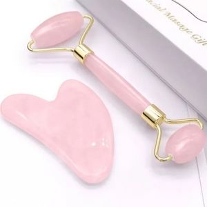 Gua Sha Roller Pink Resin Gift Skincare Youth Rose Quartz Style